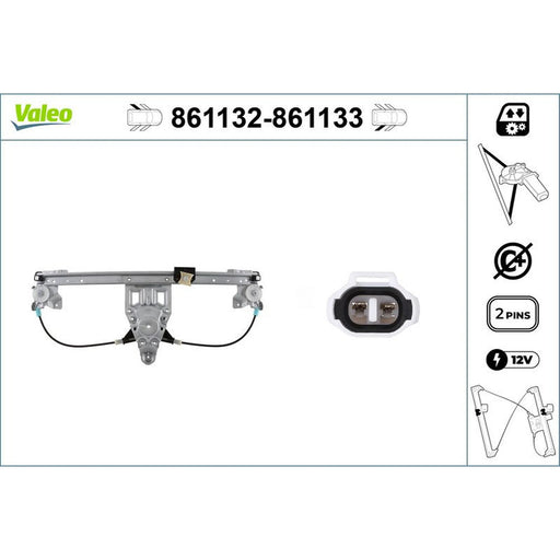 Valeo Electric Window Regulator Lifter Left Rear 861132
