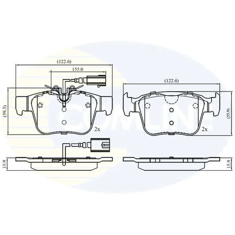 Comline 4 x Rear Brake Pad Set fits Alfa Romeo Giulia 2015-2022 2.0 2.2