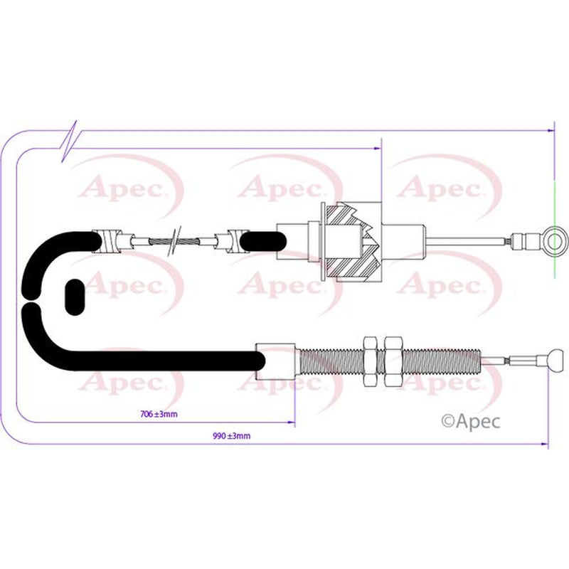 Apec Clutch Control Cable Pull fits Ford Escort 1975-1980 2.0