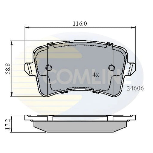 Comline 4 x Rear Brake Pad Set fits Audi A4 Allroad B8 2009-2016 2.0 3.0