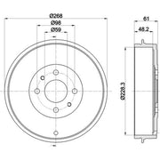 Mintex Brake Drum Assembly Rear fits Alfa Romeo 145 1994-2001 1.4 1.6 1.9