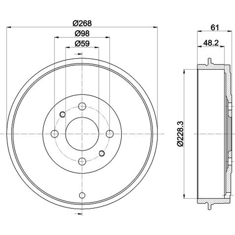 Mintex Brake Drum Assembly Rear fits Alfa Romeo 145 1994-2001 1.4 1.6 1.9