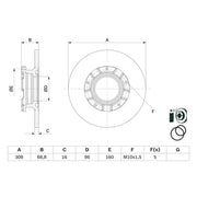 Bosch 2 x Solid Rear Brake Discs 0986479F62-x2