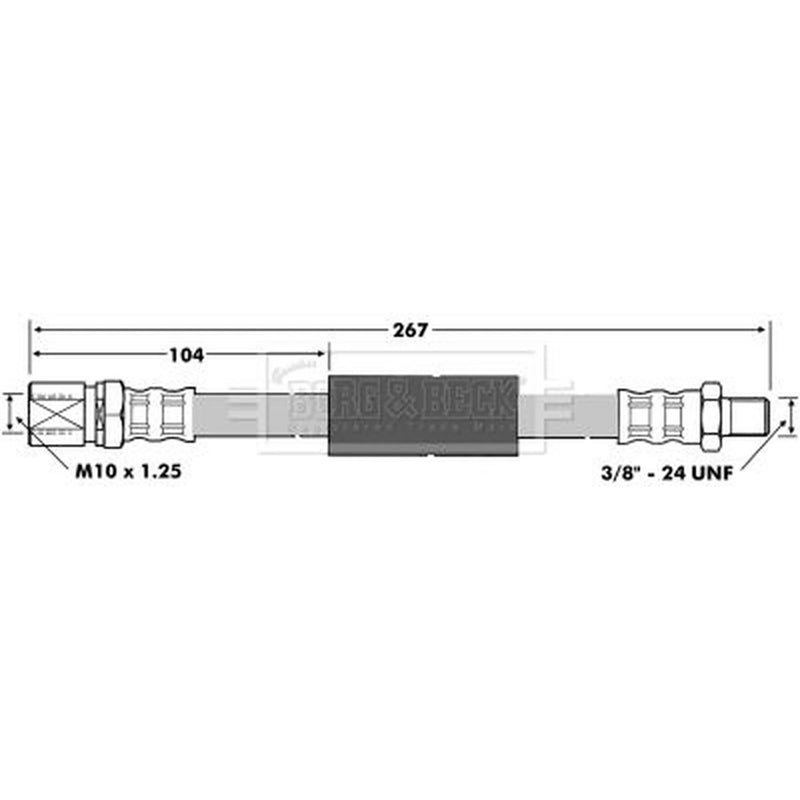 Borg & Beck Brake Hydraulic Hose Line Rear Right BBH6117