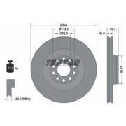 Textar 2 x Vented Front Brake Discs 92112505