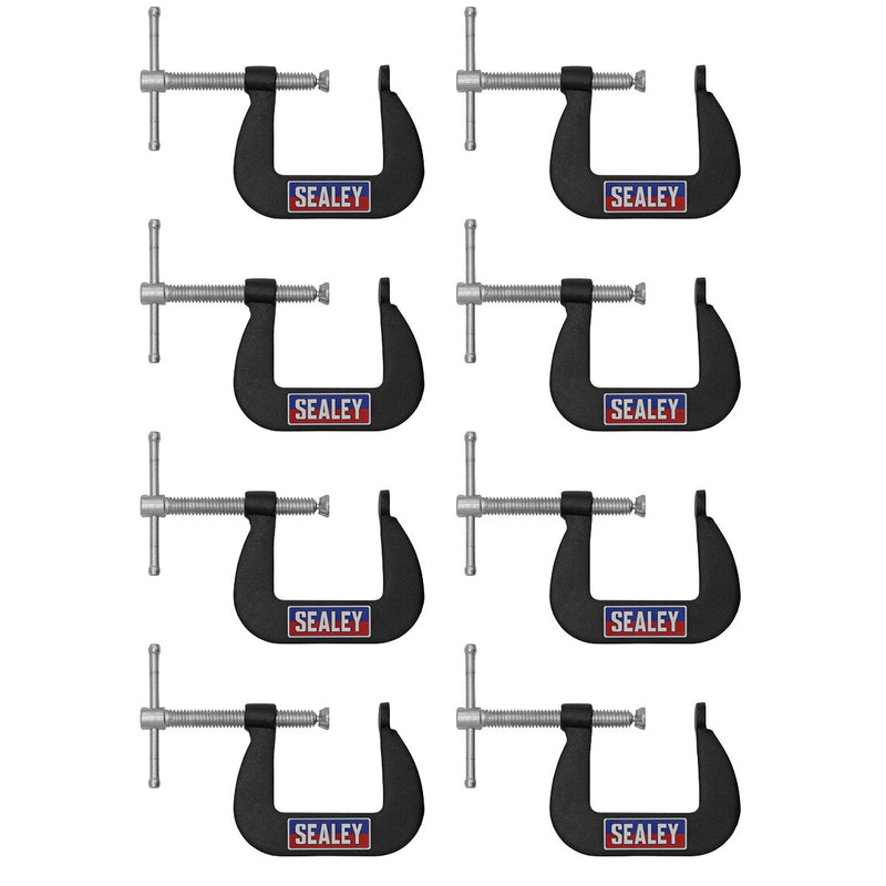 Sealey Junior C-Clamp Set 38mm x 38mm 8pc GCC03 Sealey - Dynamic Drive