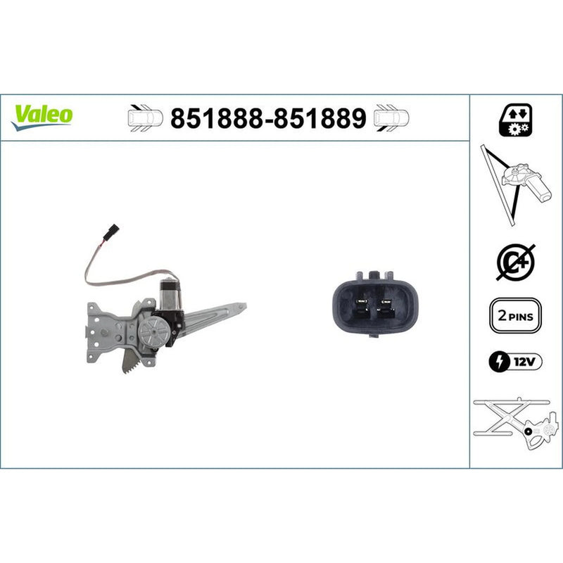Valeo Electric Window Regulator Lifter Left Rear 851888