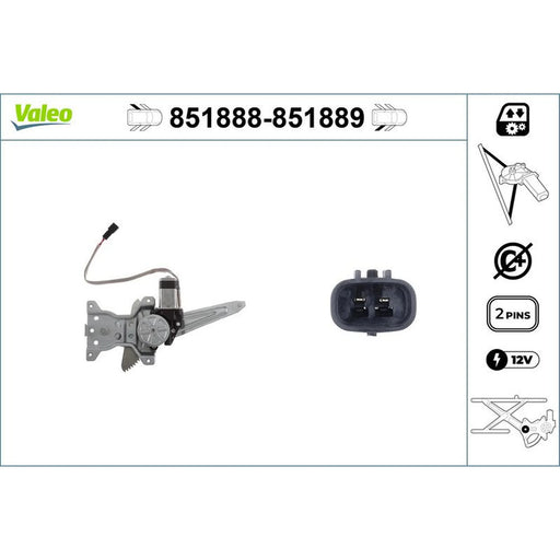 Valeo Electric Window Regulator Lifter Right Rear 851889