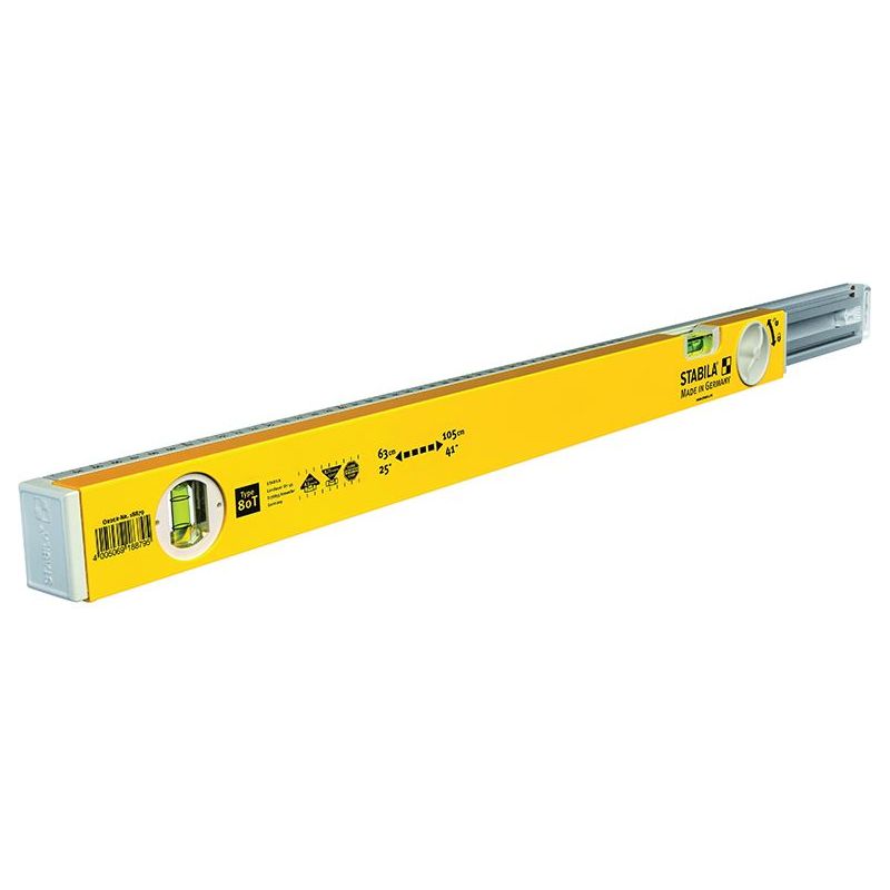 Stabila 80T Telescopic Spirit Level 2 Vials 63-105cm Stabila - Dynamic Drive