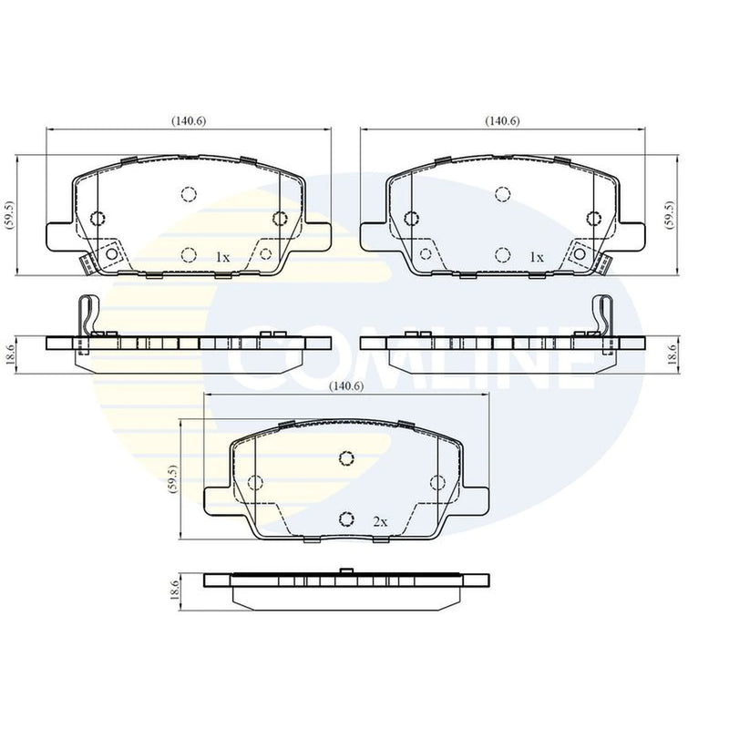 Comline 4 x Front Brake Pad Set fits Opel Mokka / Mokka X 2012-2019 1.4 1.6
