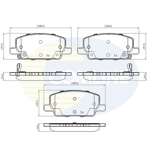 Comline 4 x Front Brake Pad Set fits Opel Mokka / Mokka X 2012-2019 1.4 1.6