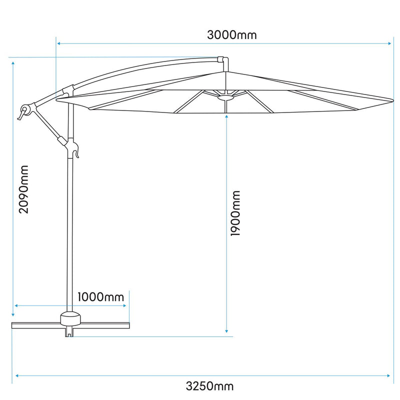 Dellonda Banana Parasol with Cover 3m - Cream DG265 Dellonda - Dynamic Drive