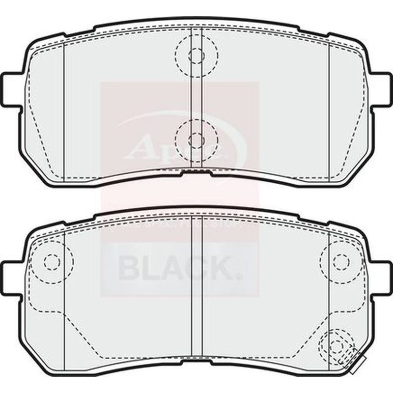 Apec Black Rear Brake Pad Set fits Hyundai I800 Travel 2008 on 2.5