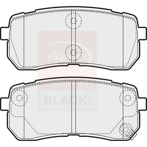 Apec Black Rear Brake Pad Set fits Hyundai I800 Travel 2008 on 2.5