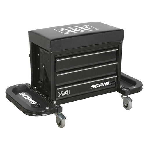 Sealey Mechanic's Utility Seat & Toolbox Black SCR18B Sealey - Dynamic Drive