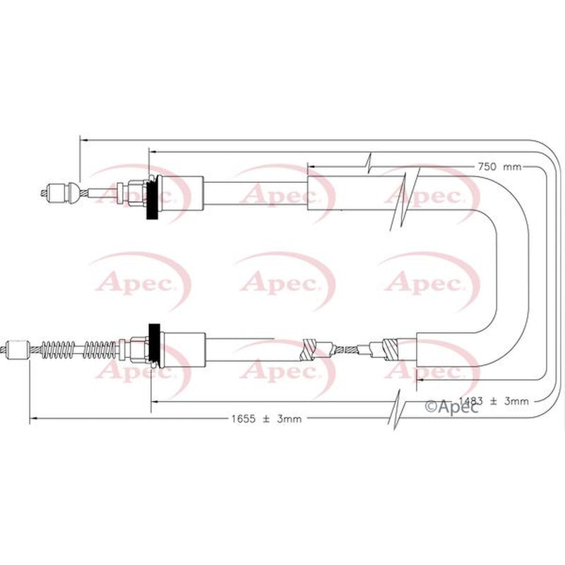 Apec Handbrake Cable Left Rear fits Dacia Sandero II 2012 on 1.2 1.5