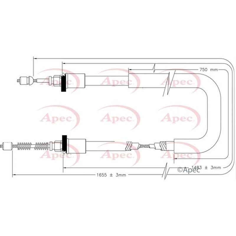 Apec Handbrake Cable Right Rear CAB1616