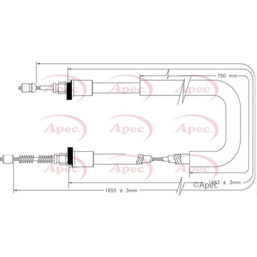 Apec Handbrake Cable Right Rear CAB1616