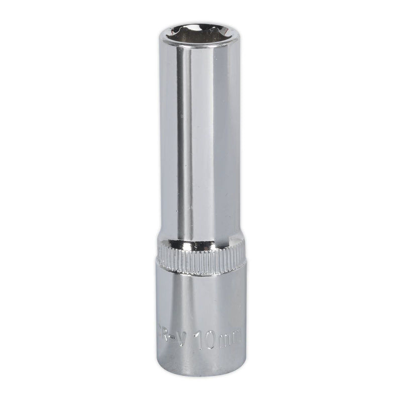 Sealey WallDrive Socket 10mm Deep 3/8"Sq Drive Fully Polished SP3810D Sealey - Dynamic Drive