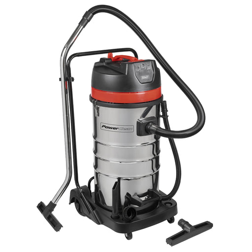 Sealey Vacuum Cleaner Wet & Dry 100L 3000W Stainless Steel Drum