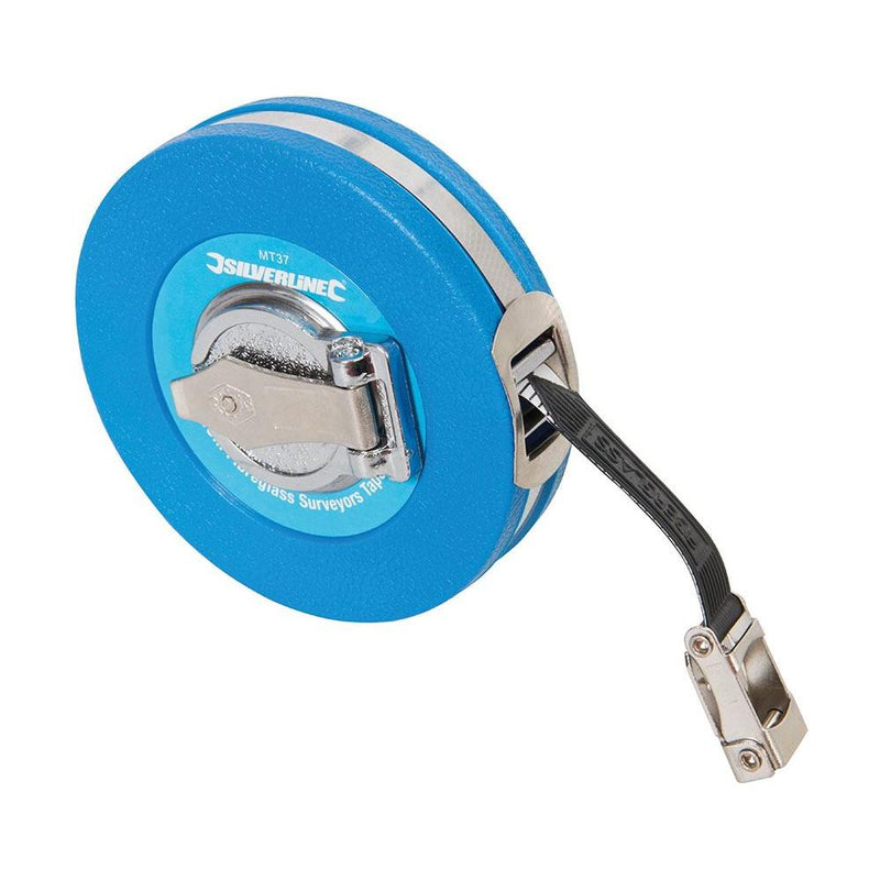 Silverline Fibreglass Surveyors Tape 10m / 33ft x 13mm Silverline - Dynamic Drive