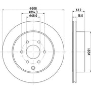 Mintex 2 x Vented Rear Brake Discs MDC2845C-x2