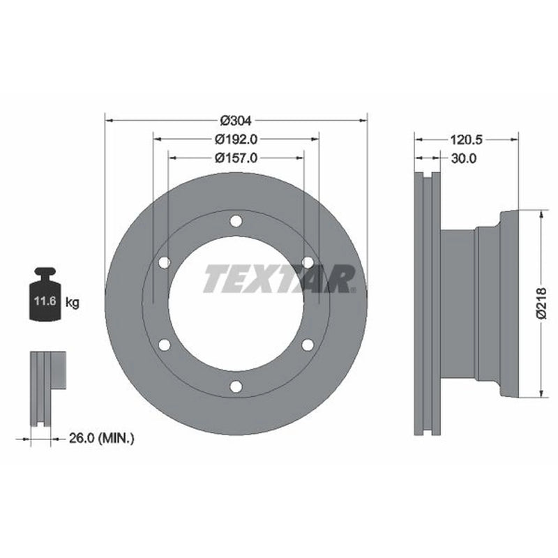 Textar 2 x Internally Vented Brake Discs 93087500