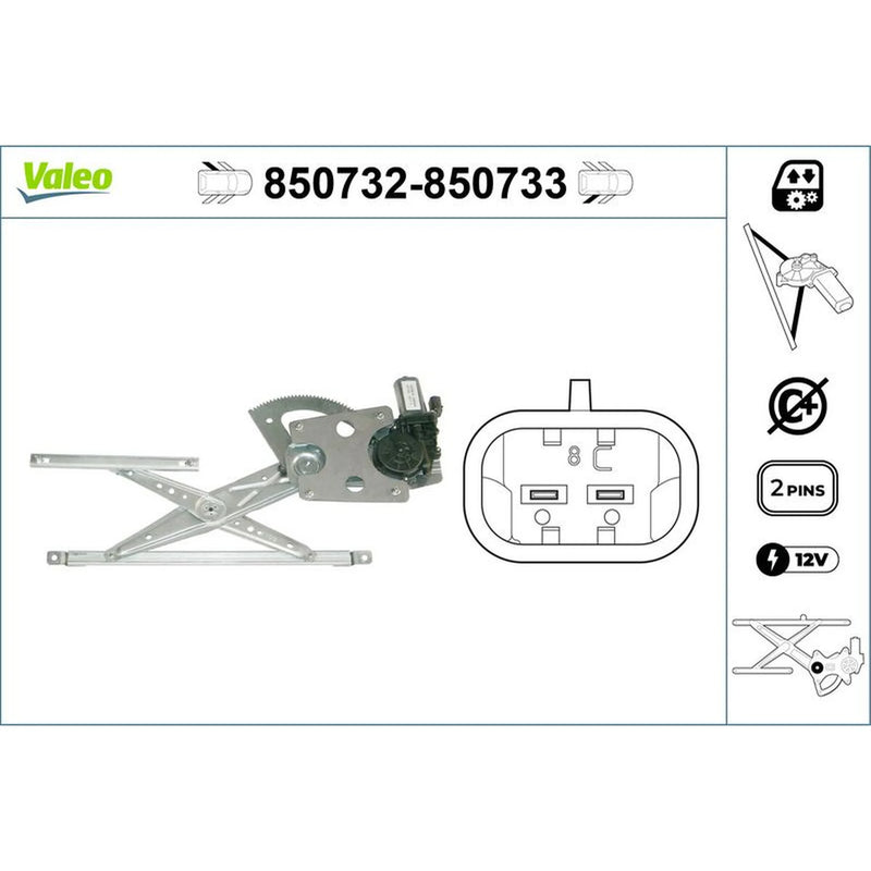 Valeo Electric Window Regulator Lifter Left Rear 850732