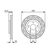 Bosch 2 x Vented Brake Discs fits Mitsubishi Grandis 2004-2011 2.0 2.4