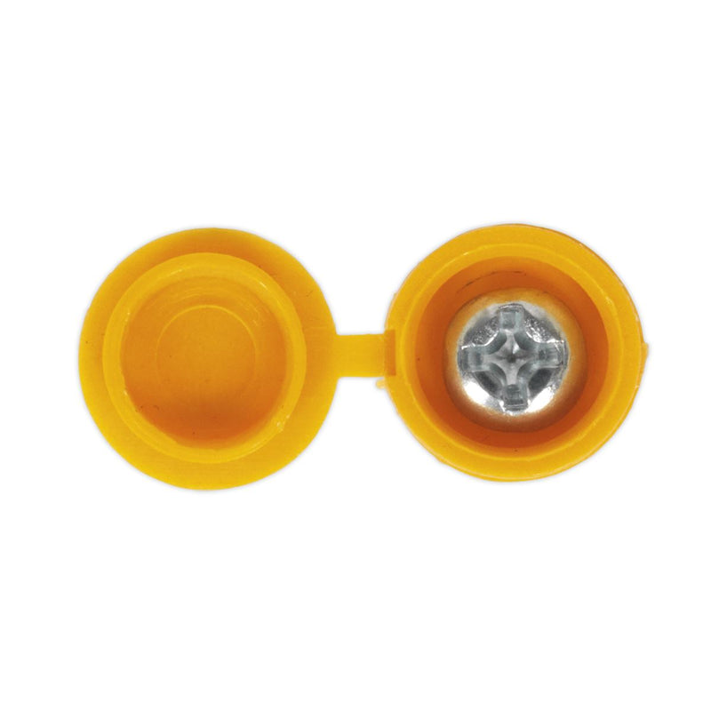 Sealey Numberplate Screw with Flip Cap 4.2 x 19mm Yellow Pack of 50 NPY50 Sealey - Dynamic Drive