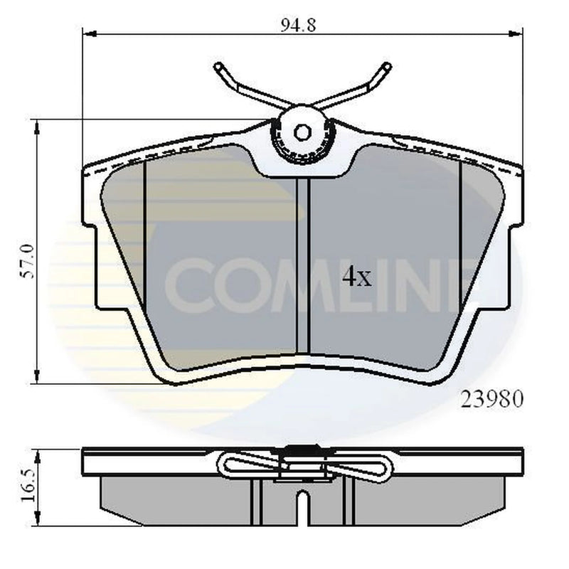 Comline 4 x Rear Brake Pad Set fits Fiat Talento 2016 on 1.6