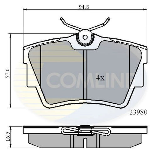 Comline 4 x Rear Brake Pad Set fits Fiat Talento 2016 on 1.6