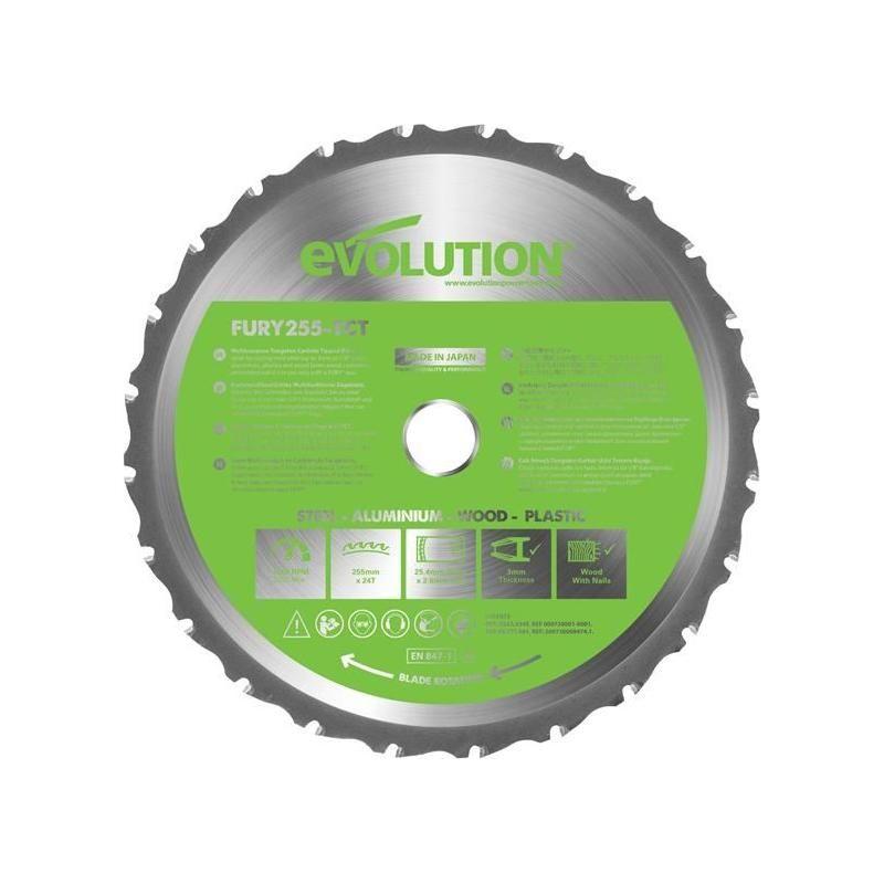 Evolution FURY® Multi-Purpose TCT Circular Saw Blade 255 x 25.4mm x 24T Evolution - NN4 Online