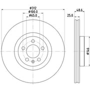 Mintex 2 x Internally Vented Brake Discs fits VW Polo VI 2017-2021 1.5 2.0
