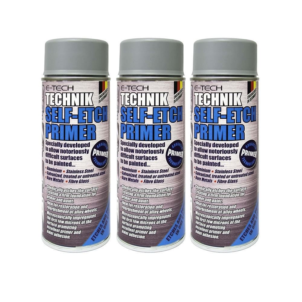 3x E-Tech Technik Self Etch Primer 400ml Can for Bare Metals Alloy Whe ...