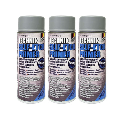 3x E-Tech Technik Self Etch Primer 400ml Can for Bare Metals Alloy Wheels Glass E-Tech - Dynamic Drive