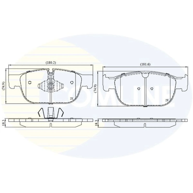 Comline 4 x Front Brake Pad Set fits Polestar Polestar 2 2019-2023