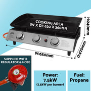 Dellonda 3 Burner 7.5kW Portable Gas Plancha - Stainless Steel Dellonda  - Dynamic Drive