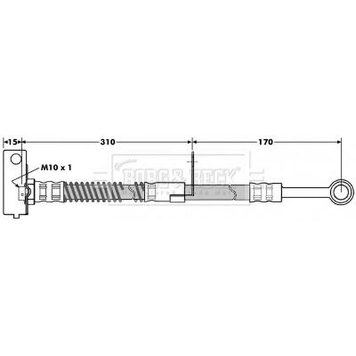 Borg & Beck Brake Hydraulic Hose Line Front Left BBH7041