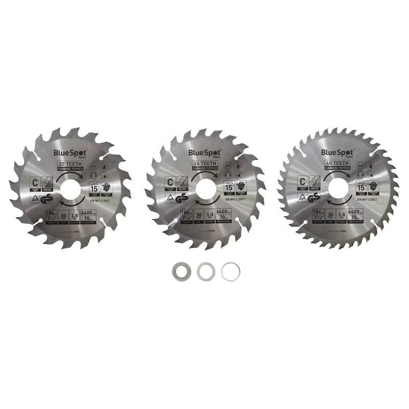 Bluespot Tools 184mm Circular Saw Blade Set, 3 Piece BlueSpot Tools - Dynamic Drive