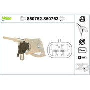 Valeo Electric Window Regulator Lifter Right Rear 850753