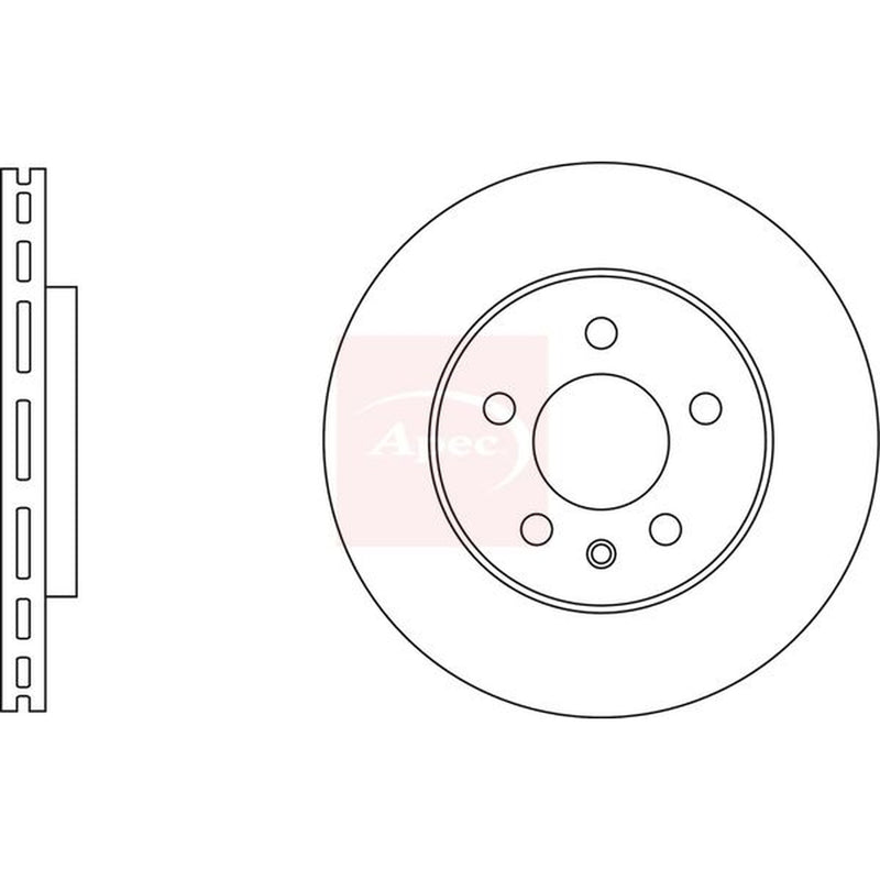 Apec 2 x Vented Brake Discs fits VW Up! 2017-2023 1.0