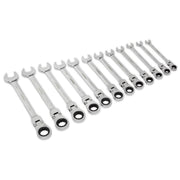 Seigen by Sealey Flexible Head Ratchet Combination Spanner Set 12pc Metric S0635 Seigen by Sealey  - Dynamic Drive