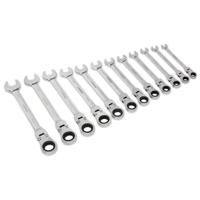 Seigen by Sealey Flexible Head Ratchet Combination Spanner Set 12pc Metric S0635 Seigen by Sealey  - Dynamic Drive