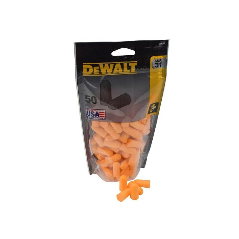 DEWALT Power Tools DPG12 Disposable Foam Earplugs Pack of 50 - DPG12BG50 EU