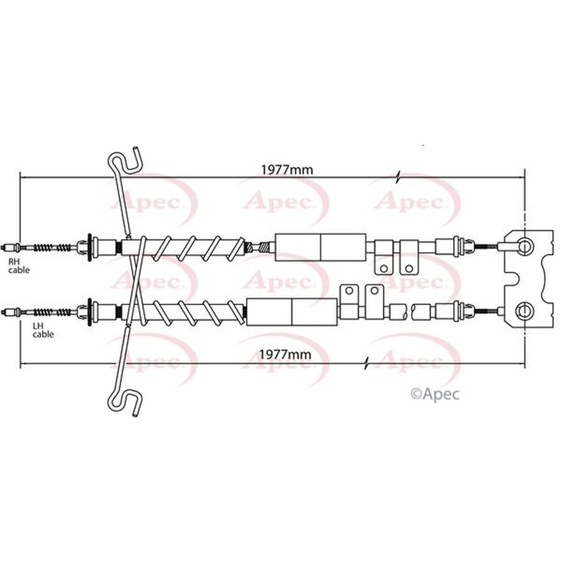 Apec Handbrake Cable Left Rear fits Ford Tourneo Connect 2002-2013 1.8