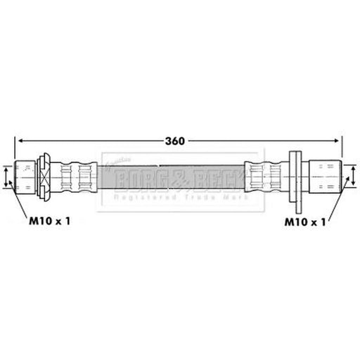 Borg & Beck Brake Hydraulic Hose Line Rear Right BBH6854