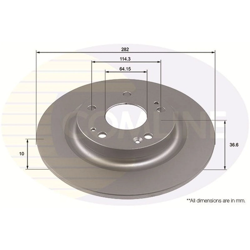 Comline 2 x Solid Brake Discs fits Honda Civic X 2017-2022 1.0 1.5
