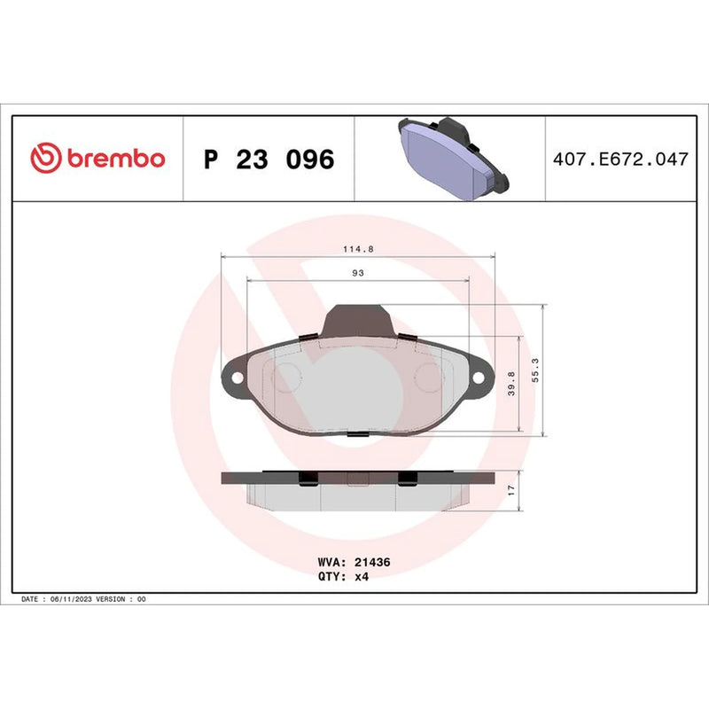 Brembo 4 x Front Brake Pad Set fits Fiat Cinquecento 1991-1999 0.7 0.9 1.1