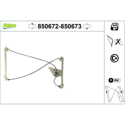 Valeo Electric Window Regulator Lifter Right Front 850673